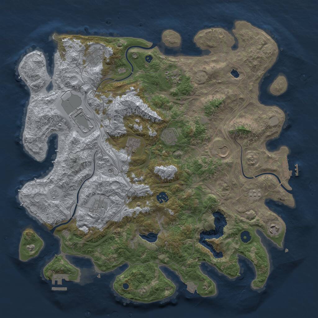 Rust Map: Procedural Map, Size: 4250, Seed: 608702506, 16 Monuments