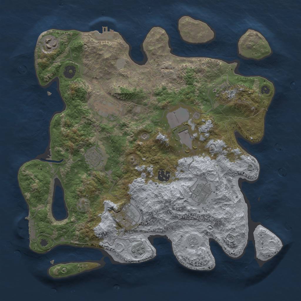 Rust Map: Procedural Map, Size: 3500, Seed: 2435166, 18 Monuments