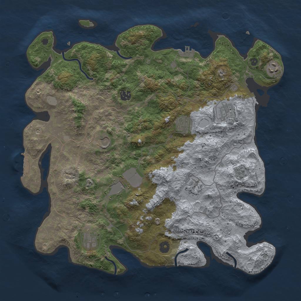 Rust Map: Procedural Map, Size: 4000, Seed: 1351499623, 18 Monuments