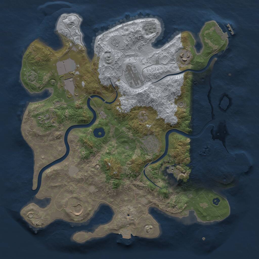 Rust Map: Procedural Map, Size: 3500, Seed: 980807599, 14 Monuments