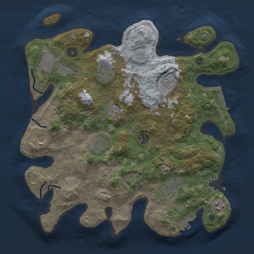 Rust Map: Procedural Map, Size: 3500, Seed: 382219275, 18 Monuments