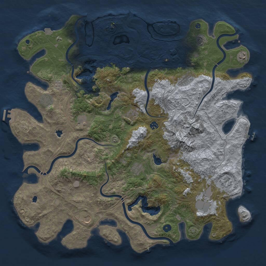 Rust Map: Procedural Map, Size: 5000, Seed: 1039428407, 17 Monuments
