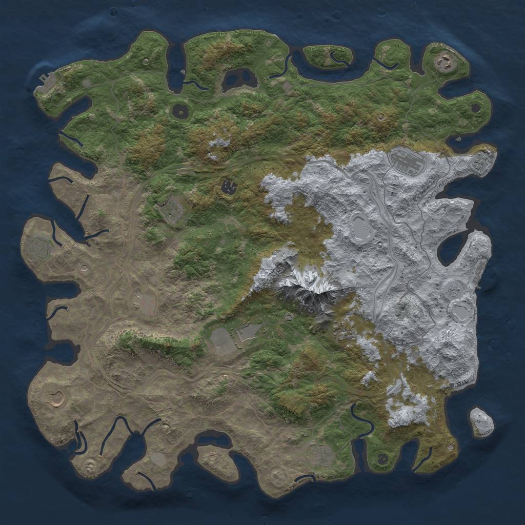 Rust Map: Procedural Map, Size: 5000, Seed: 1039428407, 20 Monuments