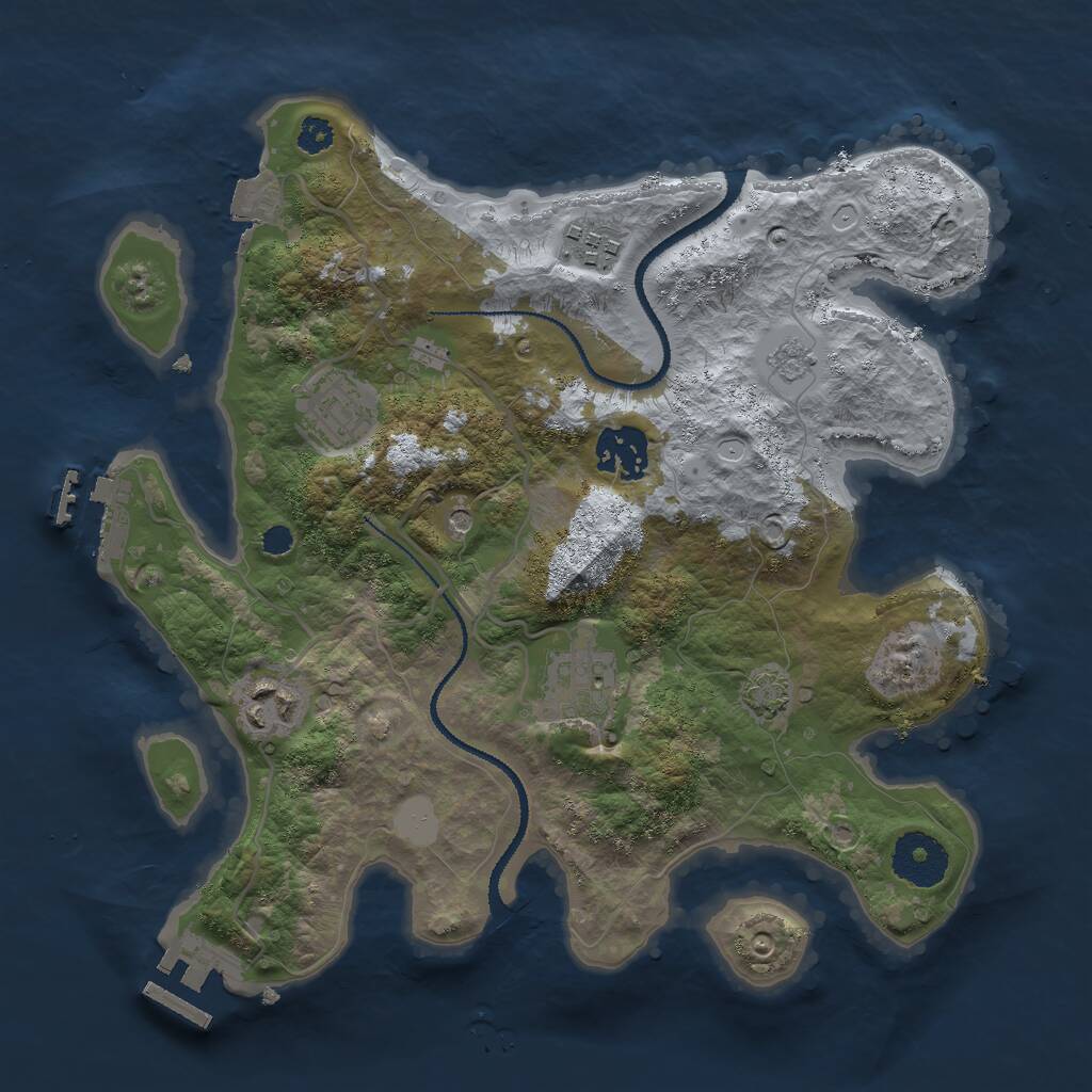 Rust Map: Procedural Map, Size: 3000, Seed: 2423514, 11 Monuments