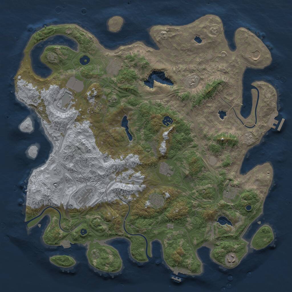 Rust Map: Procedural Map, Size: 4500, Seed: 1369526664, 17 Monuments