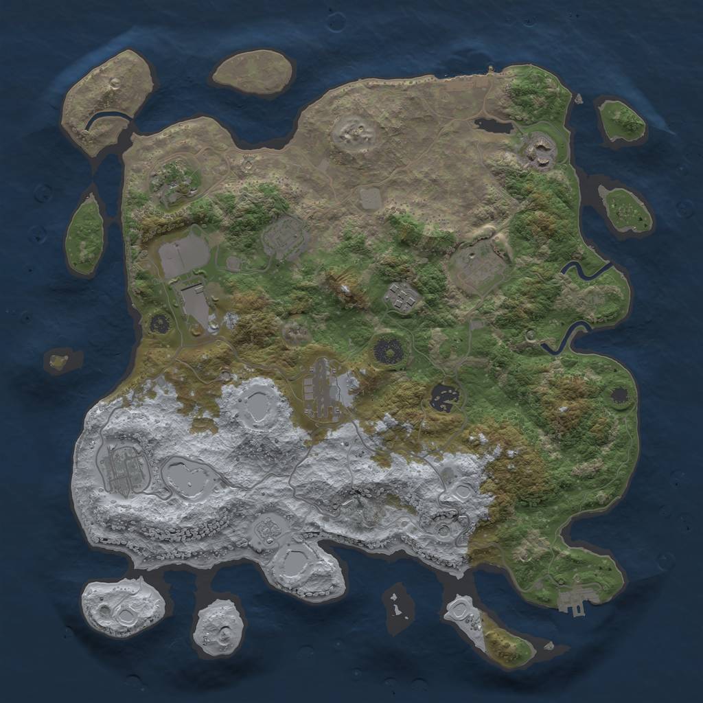Rust Map: Procedural Map, Size: 3700, Seed: 994847433, 18 Monuments