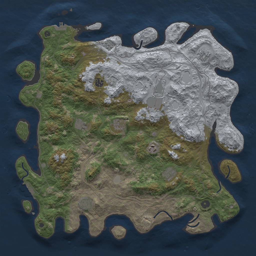 Rust Map: Procedural Map, Size: 4500, Seed: 2423514, 18 Monuments