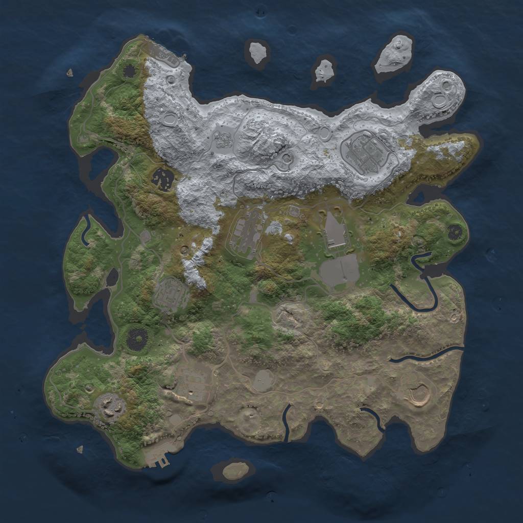 Rust Map: Procedural Map, Size: 3500, Seed: 1669370253, 17 Monuments