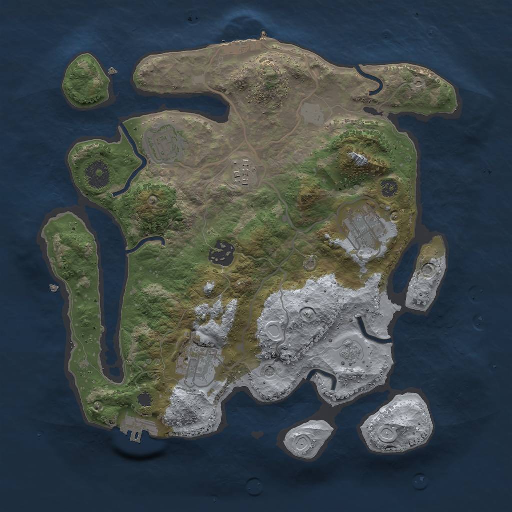 Rust Map: Procedural Map, Size: 3000, Seed: 3528670, 14 Monuments
