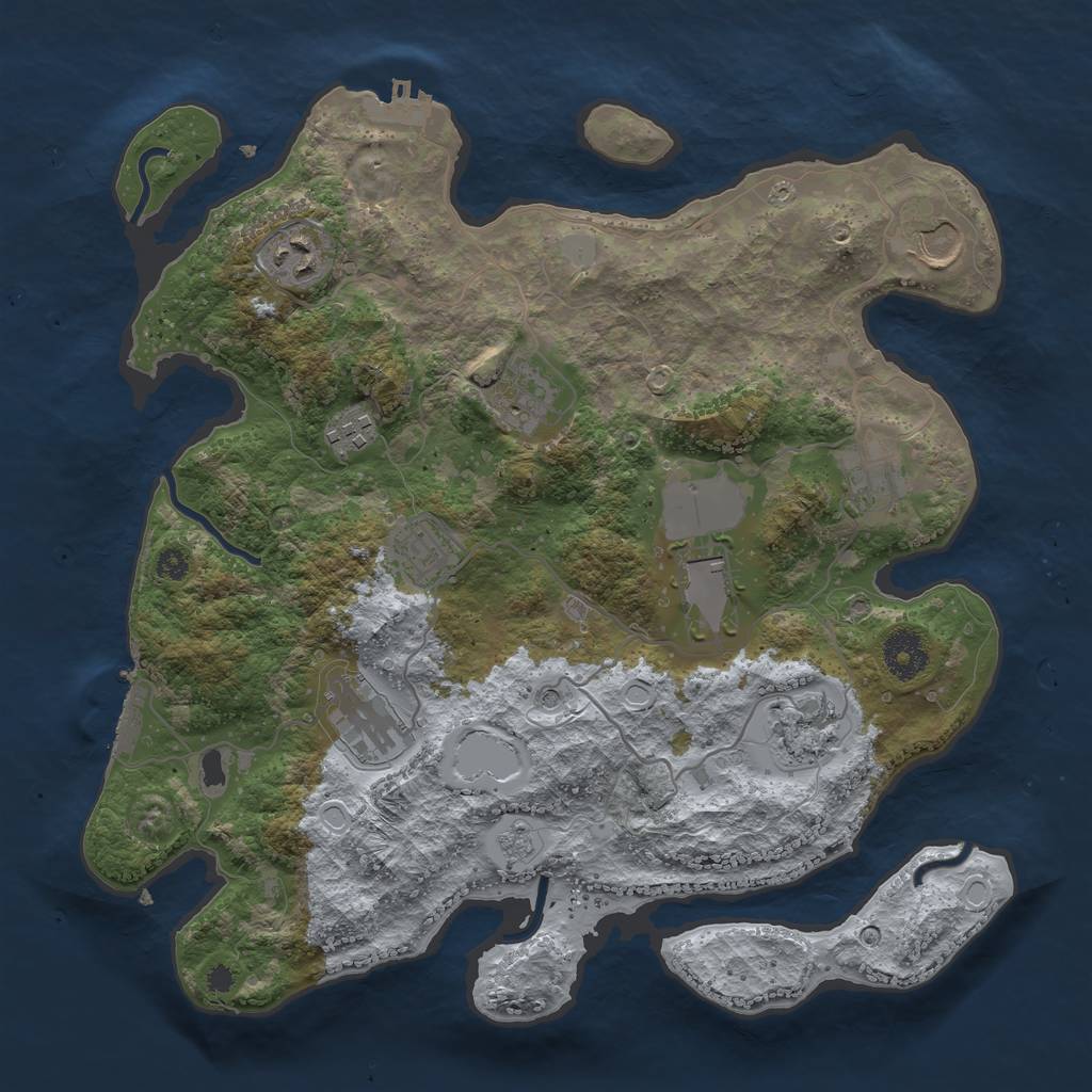 Rust Map: Procedural Map, Size: 3500, Seed: 1145124293, 18 Monuments