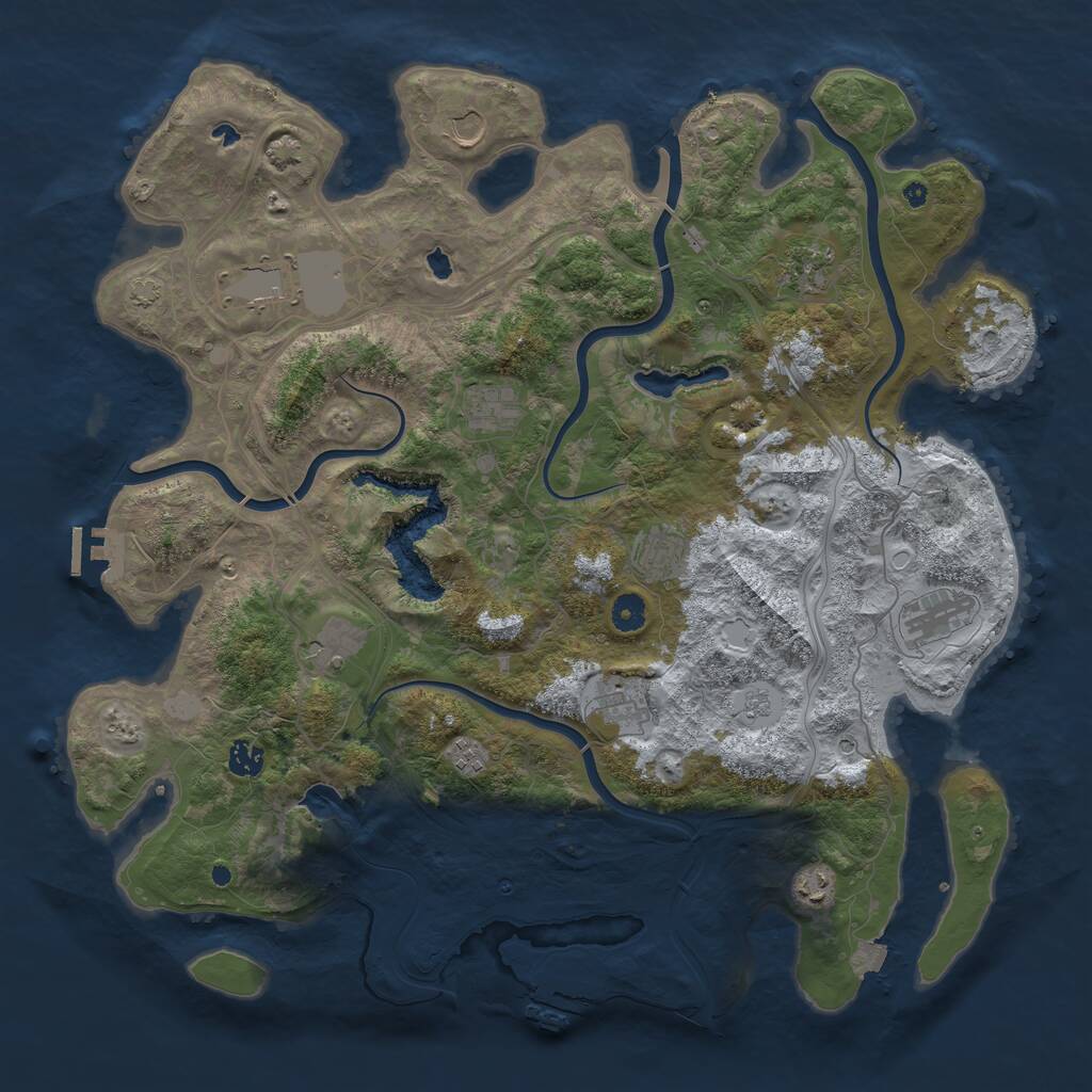 Rust Map: Procedural Map, Size: 4500, Seed: 1017747037, 17 Monuments