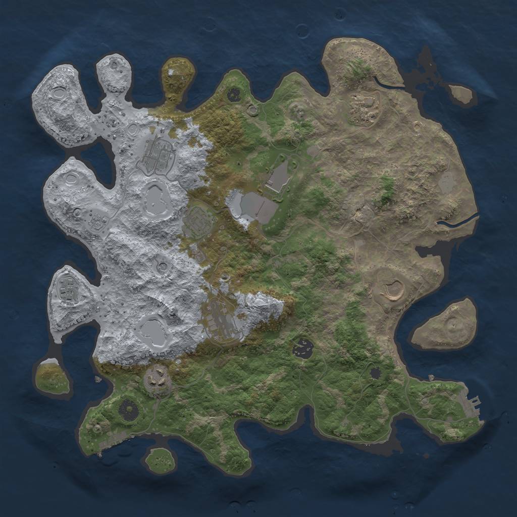 Rust Map: Procedural Map, Size: 3800, Seed: 1764378317, 18 Monuments