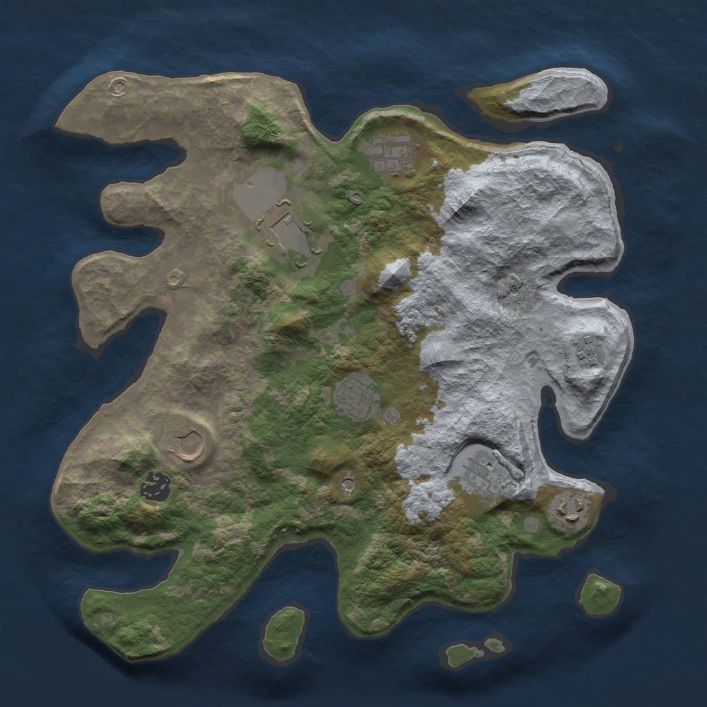 Rust Map: Barren, Size: 3500, Seed: 164954860, 11 Monuments