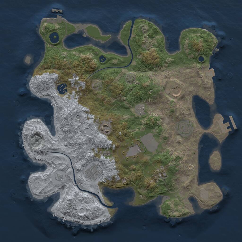 Rust Map: Procedural Map, Size: 3500, Seed: 1676053652, 14 Monuments
