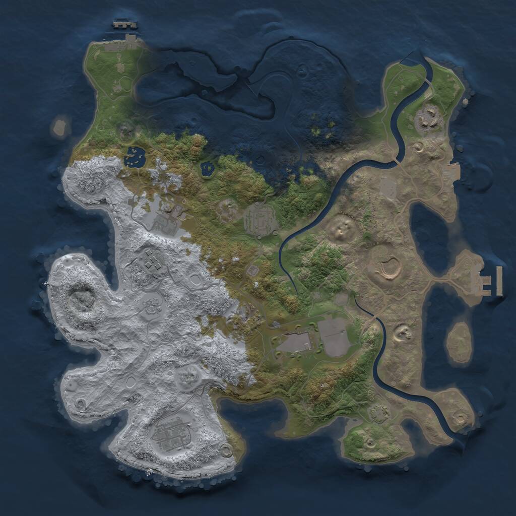 Rust Map: Procedural Map, Size: 3500, Seed: 1676053652, 15 Monuments