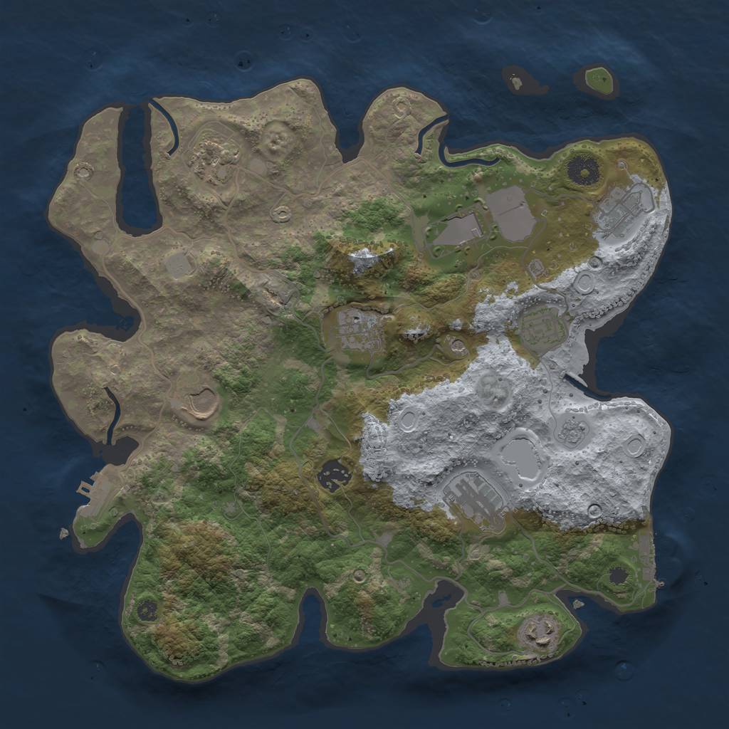 Rust Map: Procedural Map, Size: 3500, Seed: 48039178, 18 Monuments