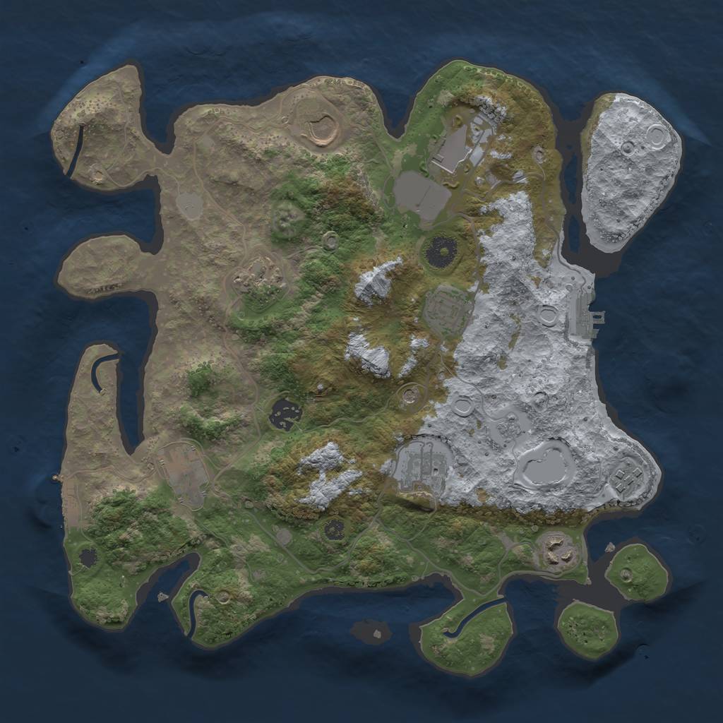 Rust Map: Procedural Map, Size: 3500, Seed: 94655673, 18 Monuments