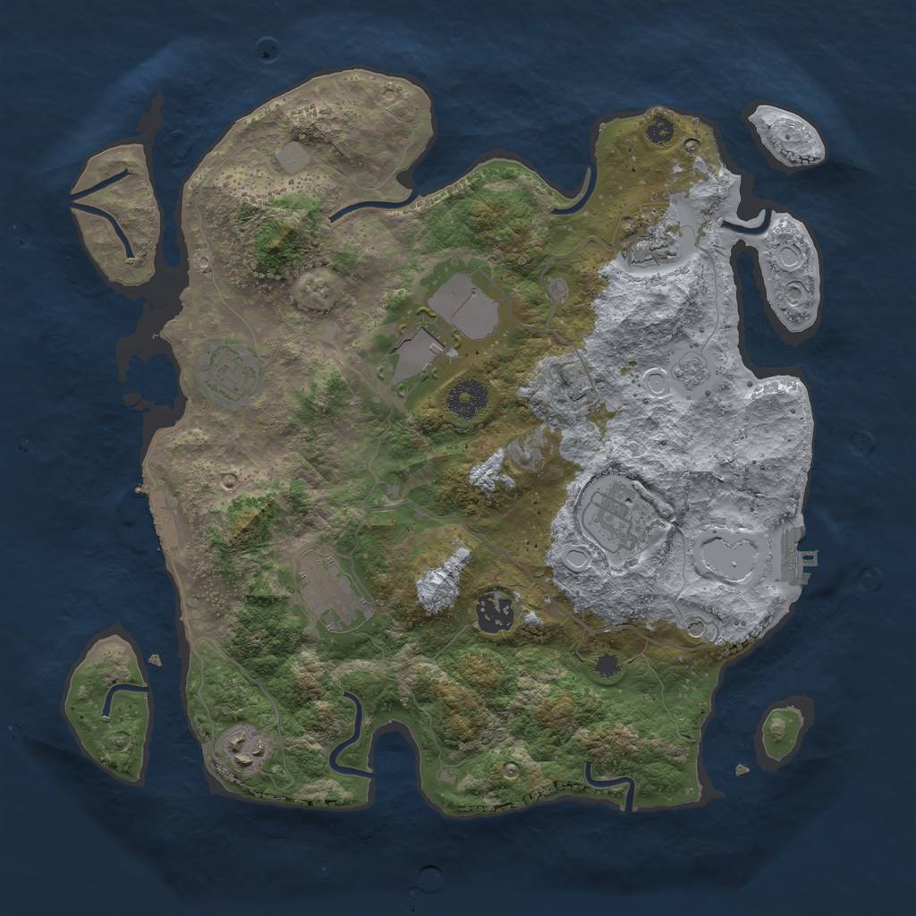 Rust Map: Procedural Map, Size: 3500, Seed: 9572406, 16 Monuments