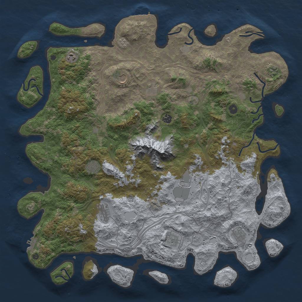 Rust Map: Procedural Map, Size: 5000, Seed: 1353308289, 20 Monuments