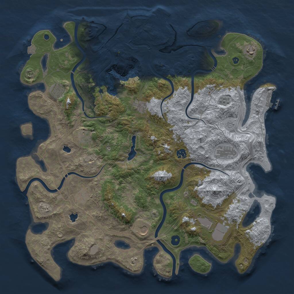 Rust Map: Procedural Map, Size: 4500, Seed: 451839742, 16 Monuments