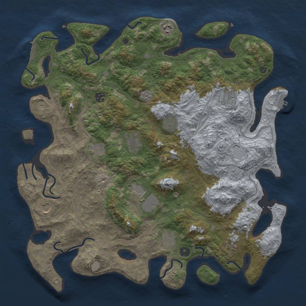 Rust Map: Procedural Map, Size: 4500, Seed: 451839742, 20 Monuments