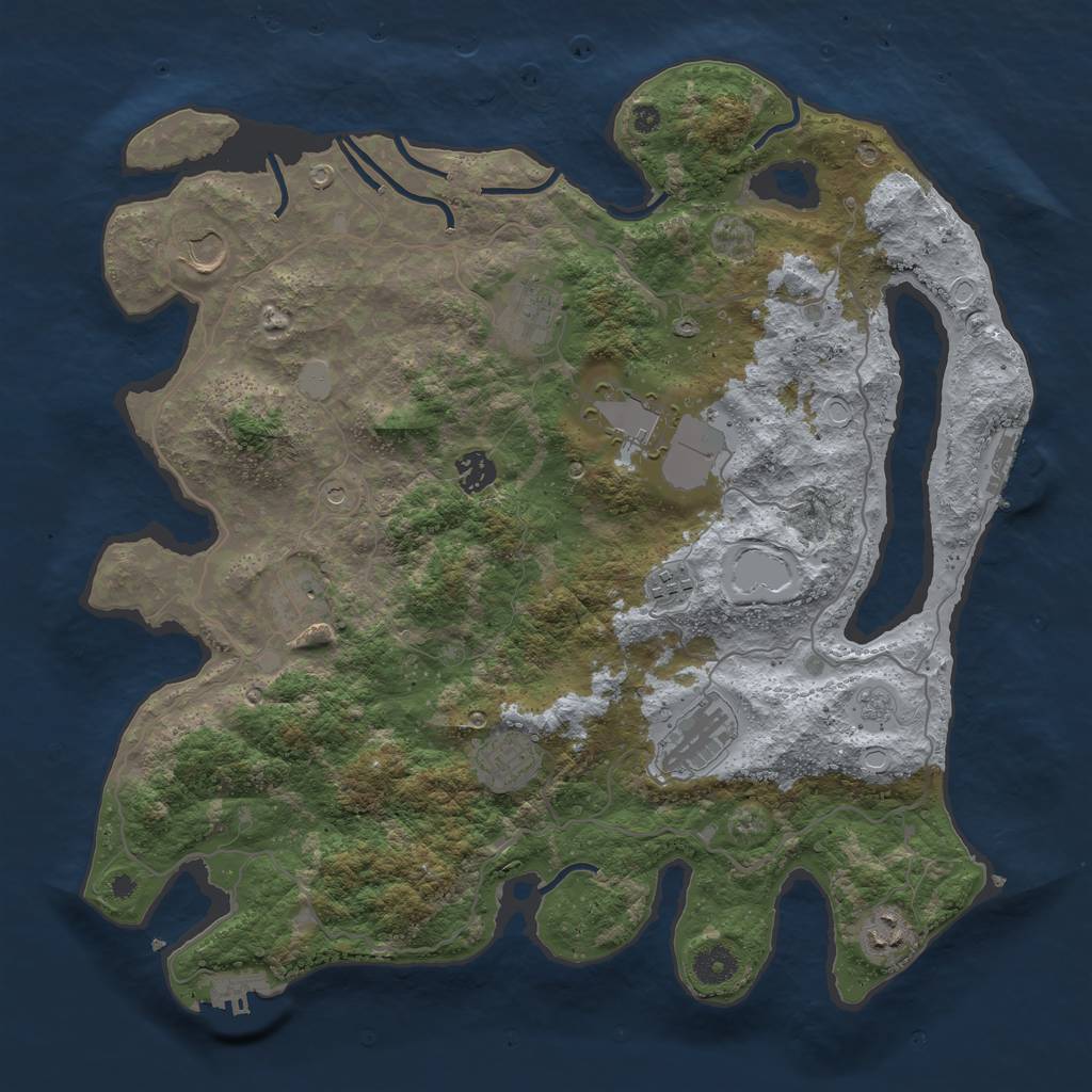 Rust Map: Procedural Map, Size: 4000, Seed: 1336614797, 18 Monuments