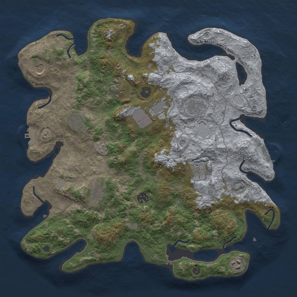 Rust Map: Procedural Map, Size: 4000, Seed: 631357427, 19 Monuments