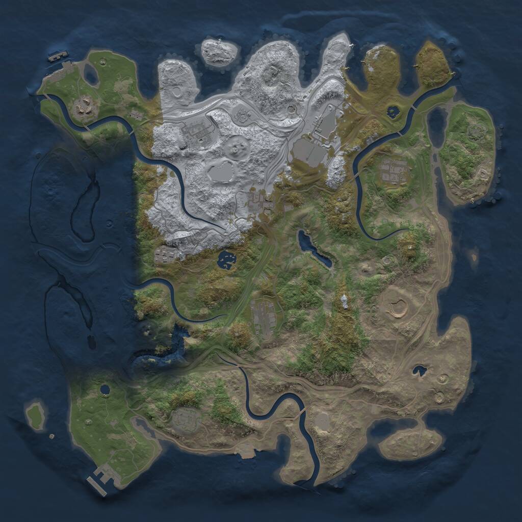 Rust Map: Procedural Map, Size: 4250, Seed: 909853802, 16 Monuments