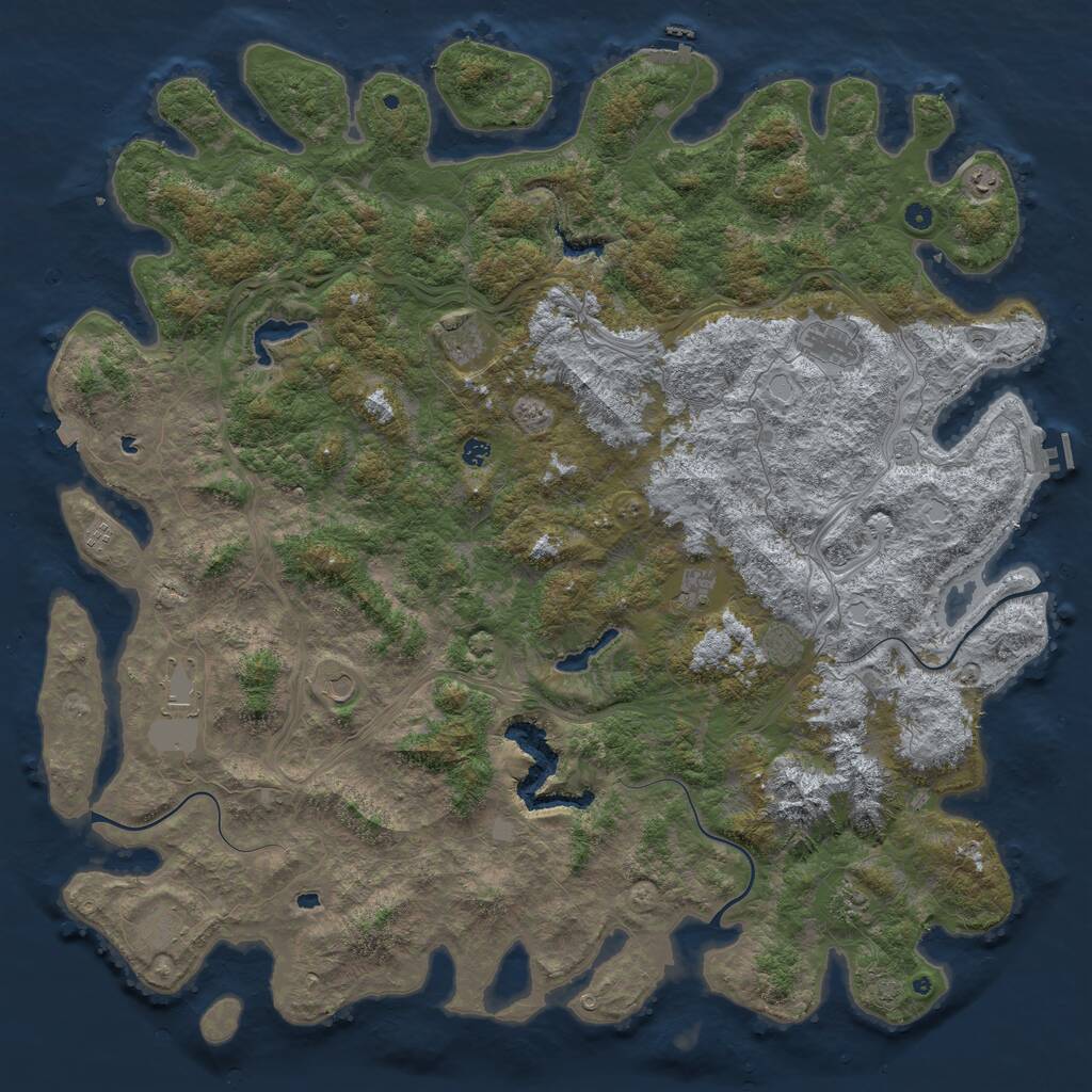 Rust Map: Procedural Map, Size: 6000, Seed: 39054441, 17 Monuments