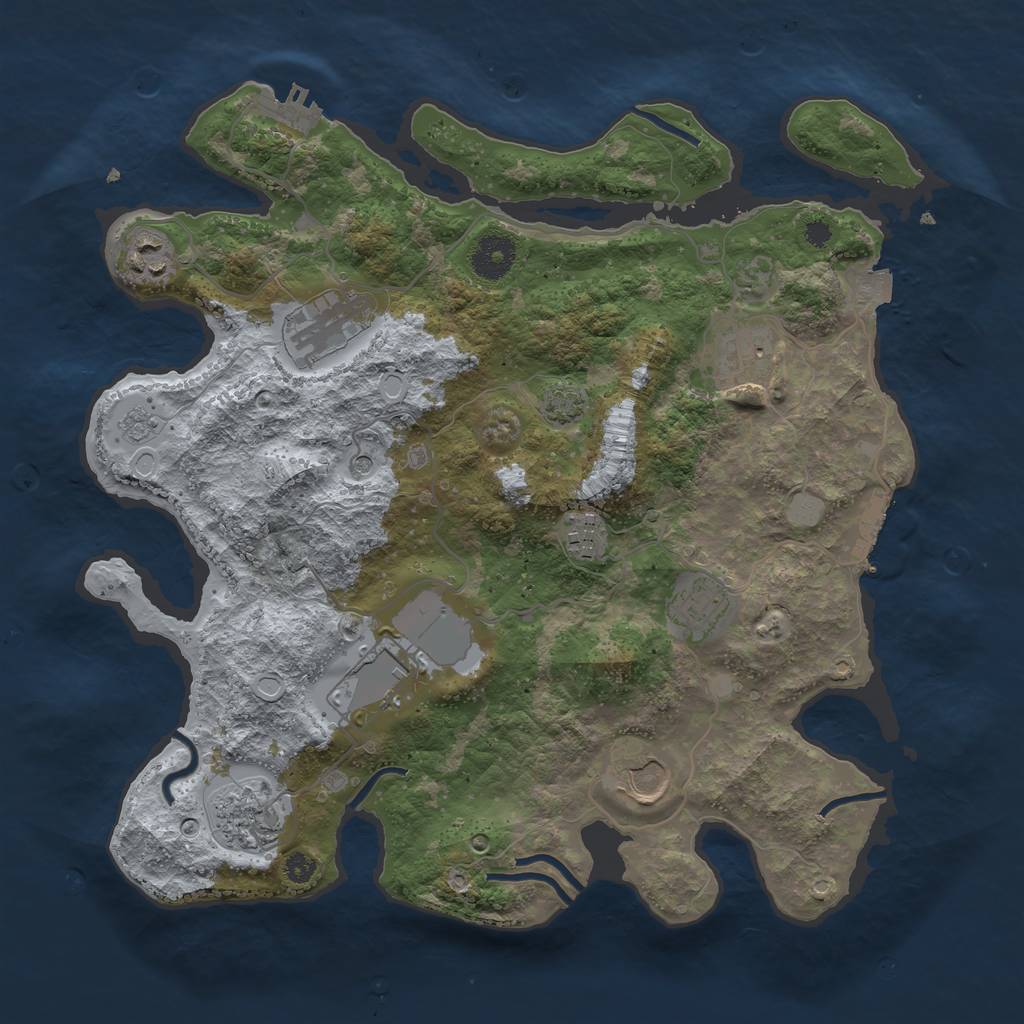Rust Map: Procedural Map, Size: 3500, Seed: 812062454, 16 Monuments