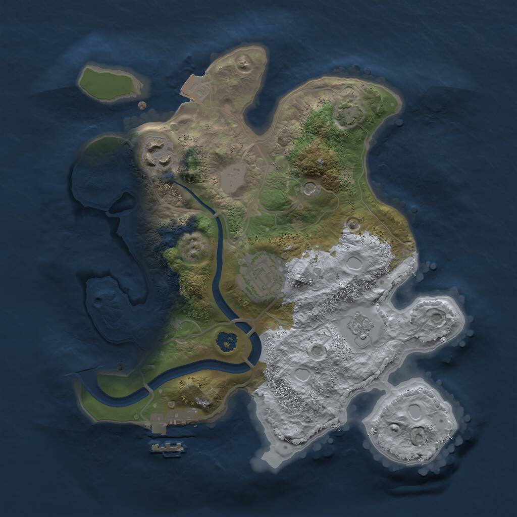 Rust Map: Procedural Map, Size: 2500, Seed: 393243100, 7 Monuments