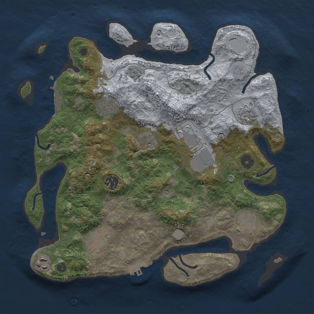 Rust Map: Procedural Map, Size: 3500, Seed: 611056827, 18 Monuments