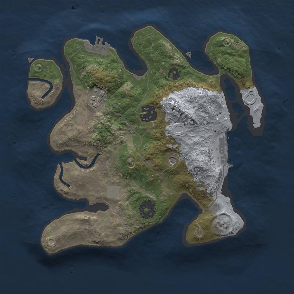 Rust Map: Procedural Map, Size: 2500, Seed: 1023131128, 10 Monuments