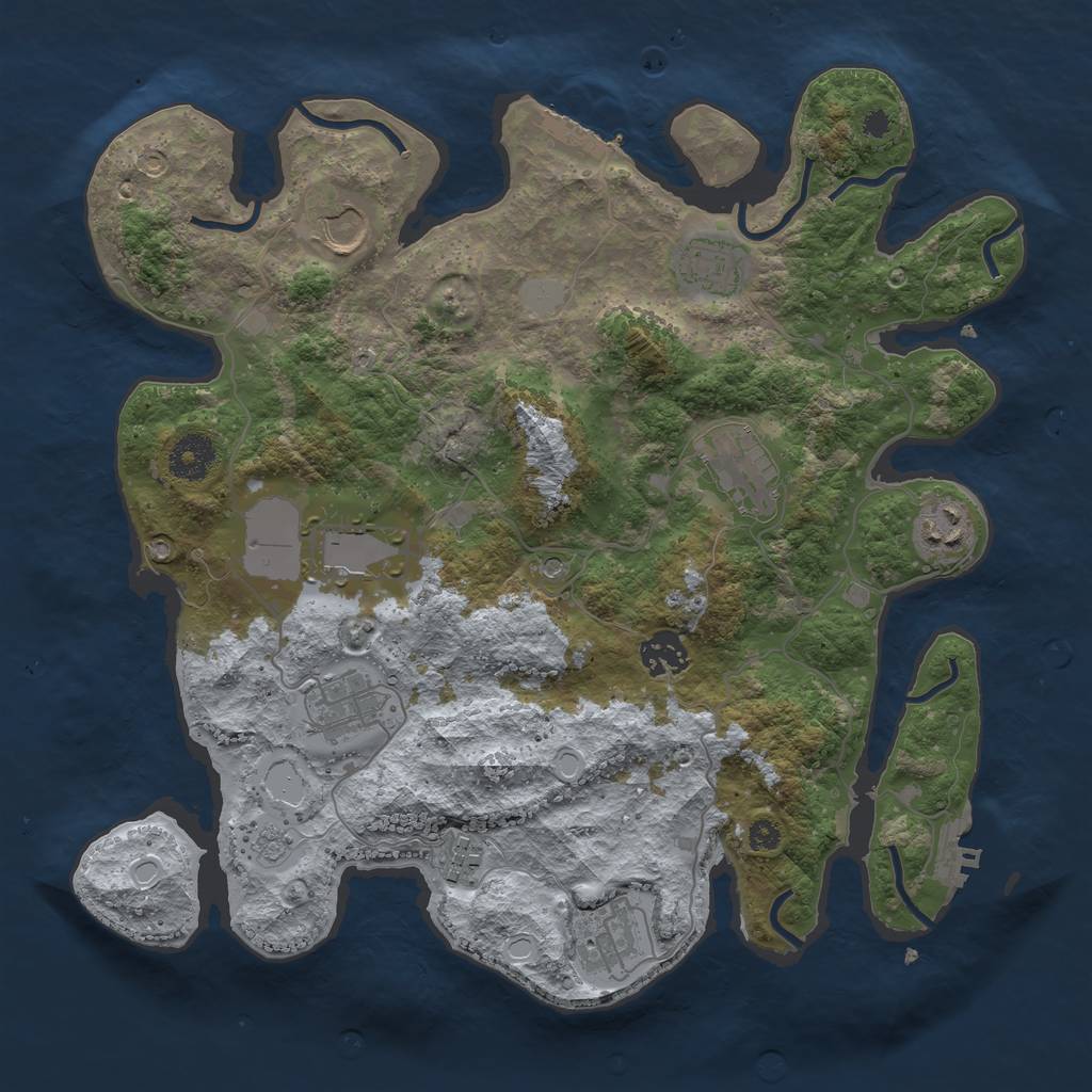 Rust Map: Procedural Map, Size: 3500, Seed: 25460636, 18 Monuments