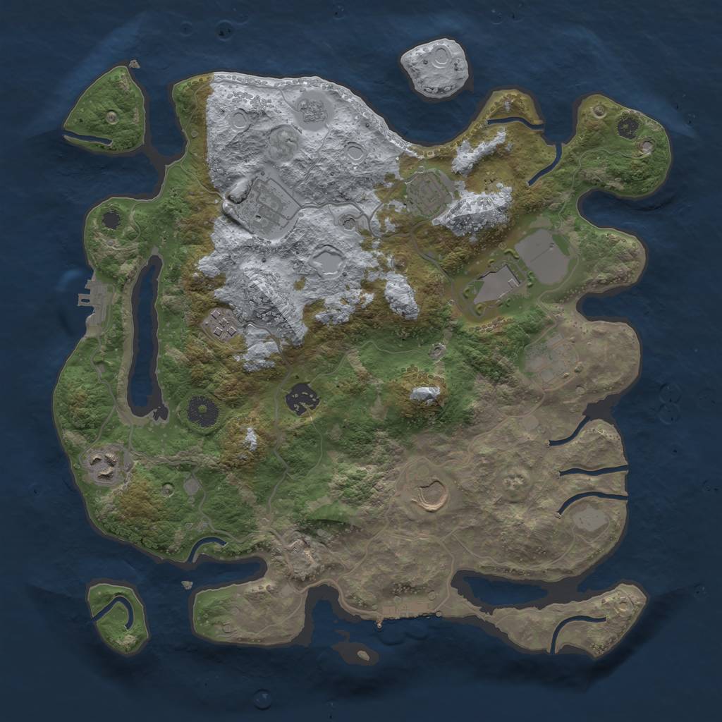 Rust Map: Procedural Map, Size: 3500, Seed: 23234124, 15 Monuments