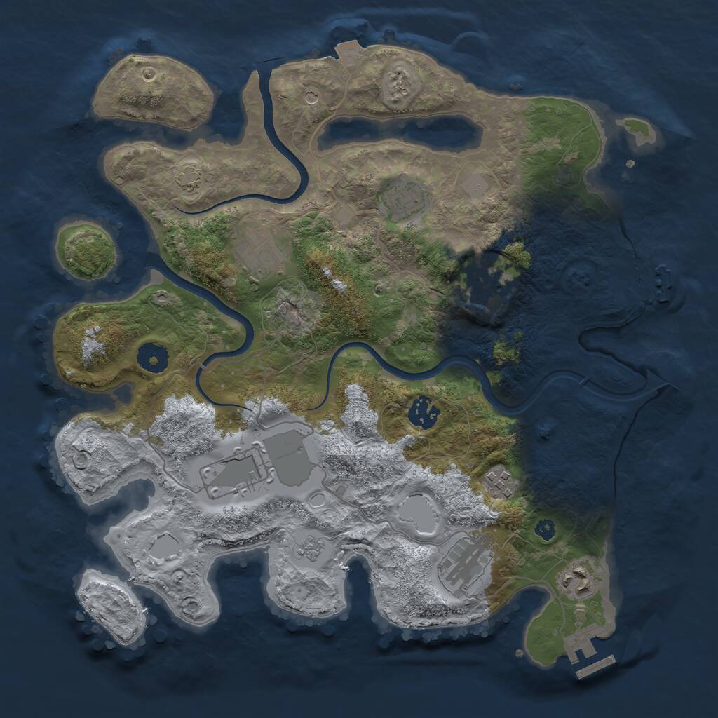 Rust Map: Procedural Map, Size: 3500, Seed: 1067016240, 14 Monuments