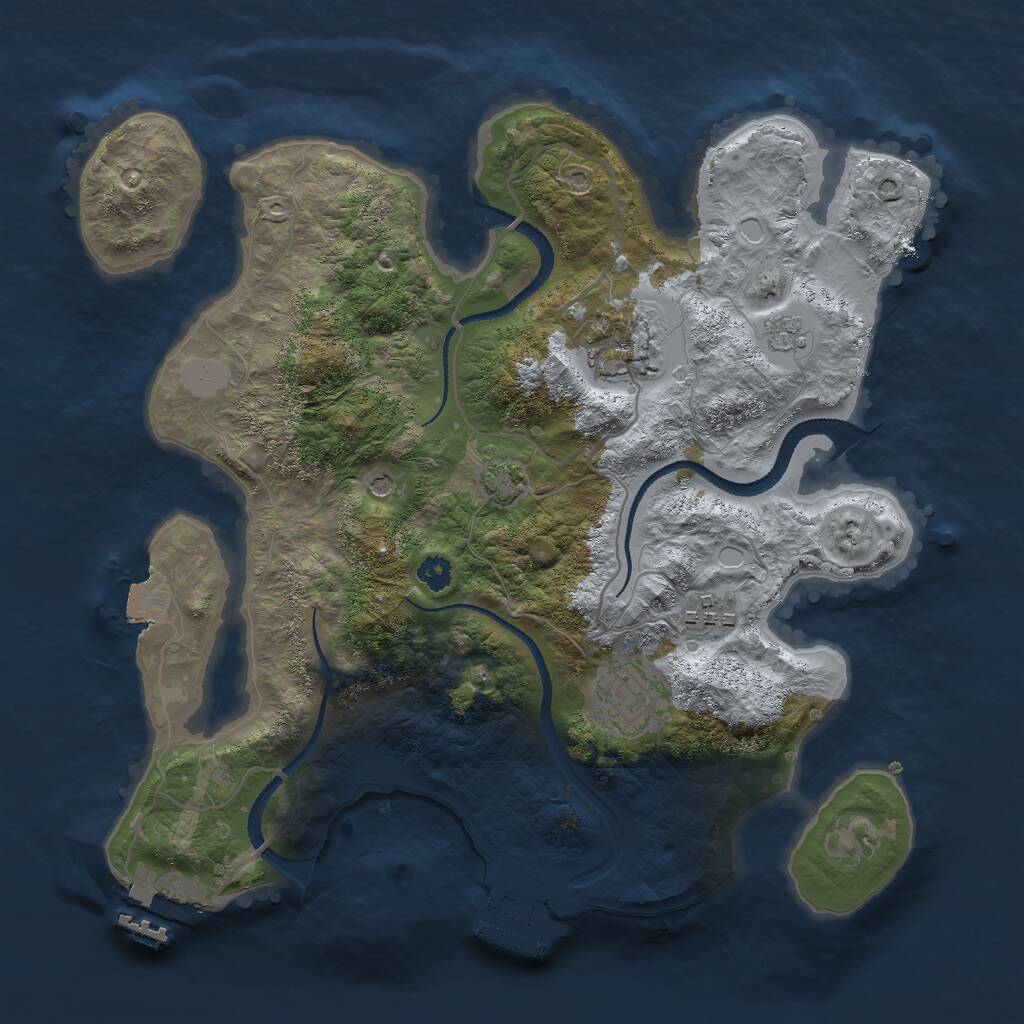 Rust Map: Procedural Map, Size: 3000, Seed: 520310936, 9 Monuments