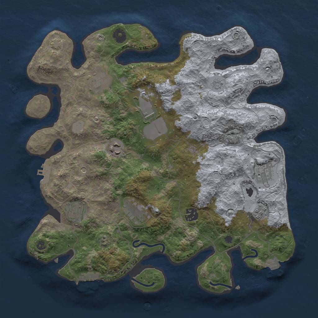 Rust Map: Procedural Map, Size: 3500, Seed: 146552671, 16 Monuments