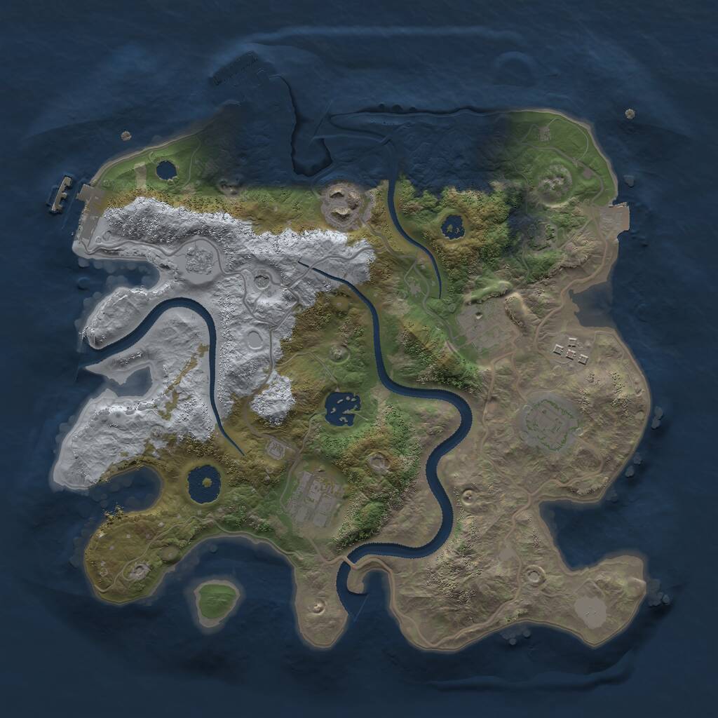 Rust Map: Procedural Map, Size: 3000, Seed: 653113, 12 Monuments