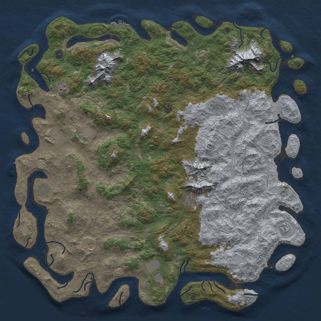 Rust Map: Procedural Map, Size: 6000, Seed: 5643442, 20 Monuments