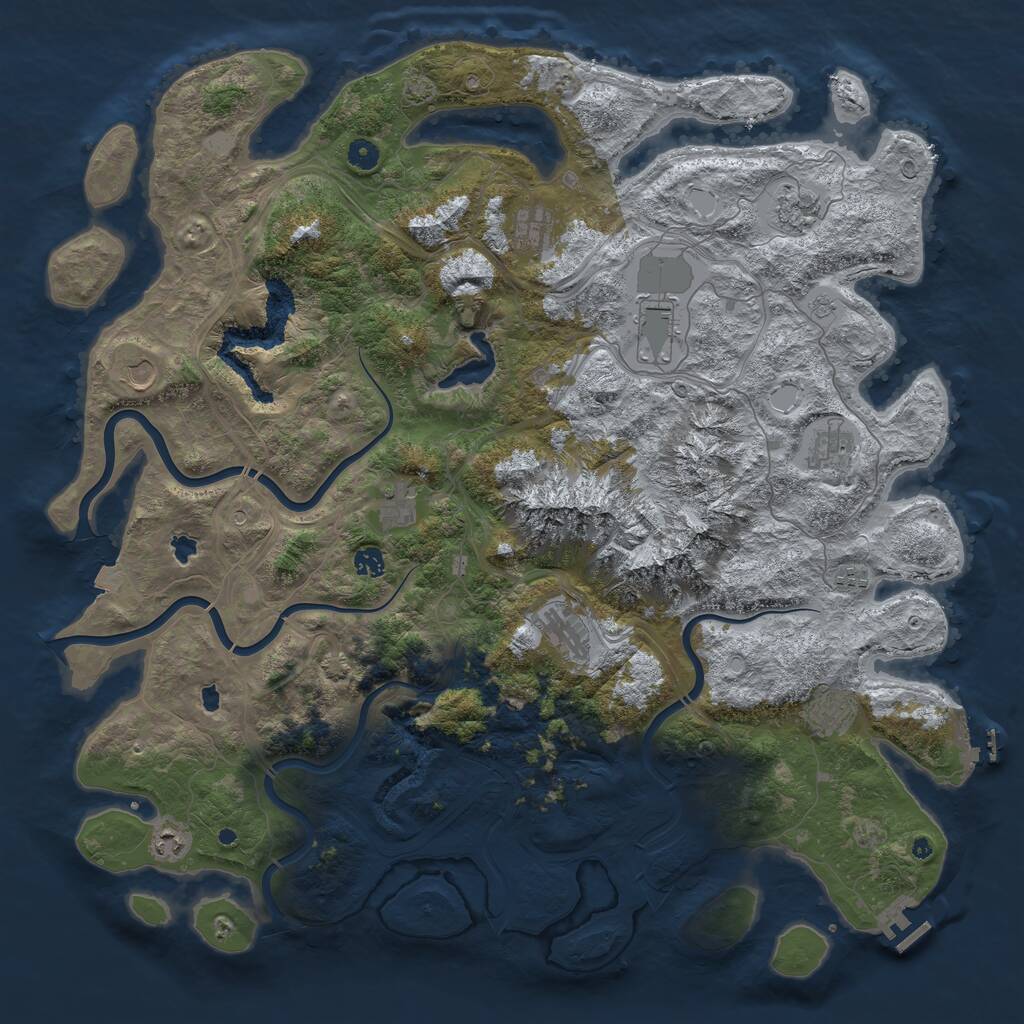 Rust Map: Procedural Map, Size: 5000, Seed: 77858, 17 Monuments
