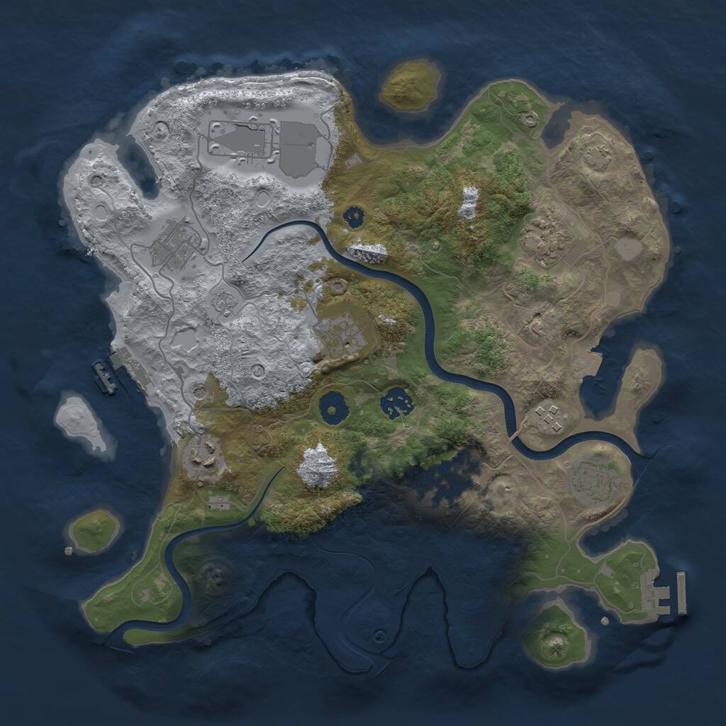Rust Map: Procedural Map, Size: 3500, Seed: 709038857, 15 Monuments