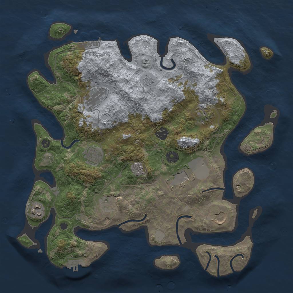 Rust Map: Procedural Map, Size: 3500, Seed: 35593627, 17 Monuments