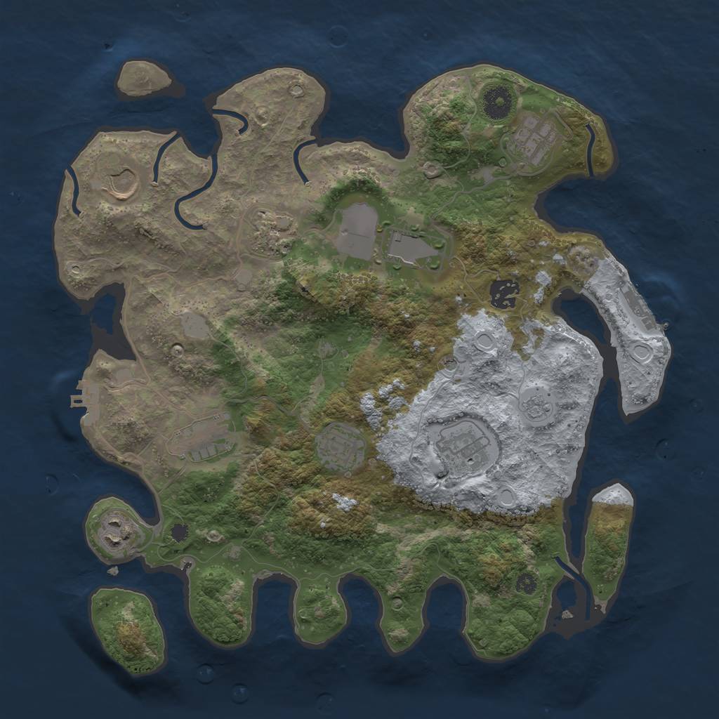 Rust Map: Procedural Map, Size: 3500, Seed: 857872239, 18 Monuments