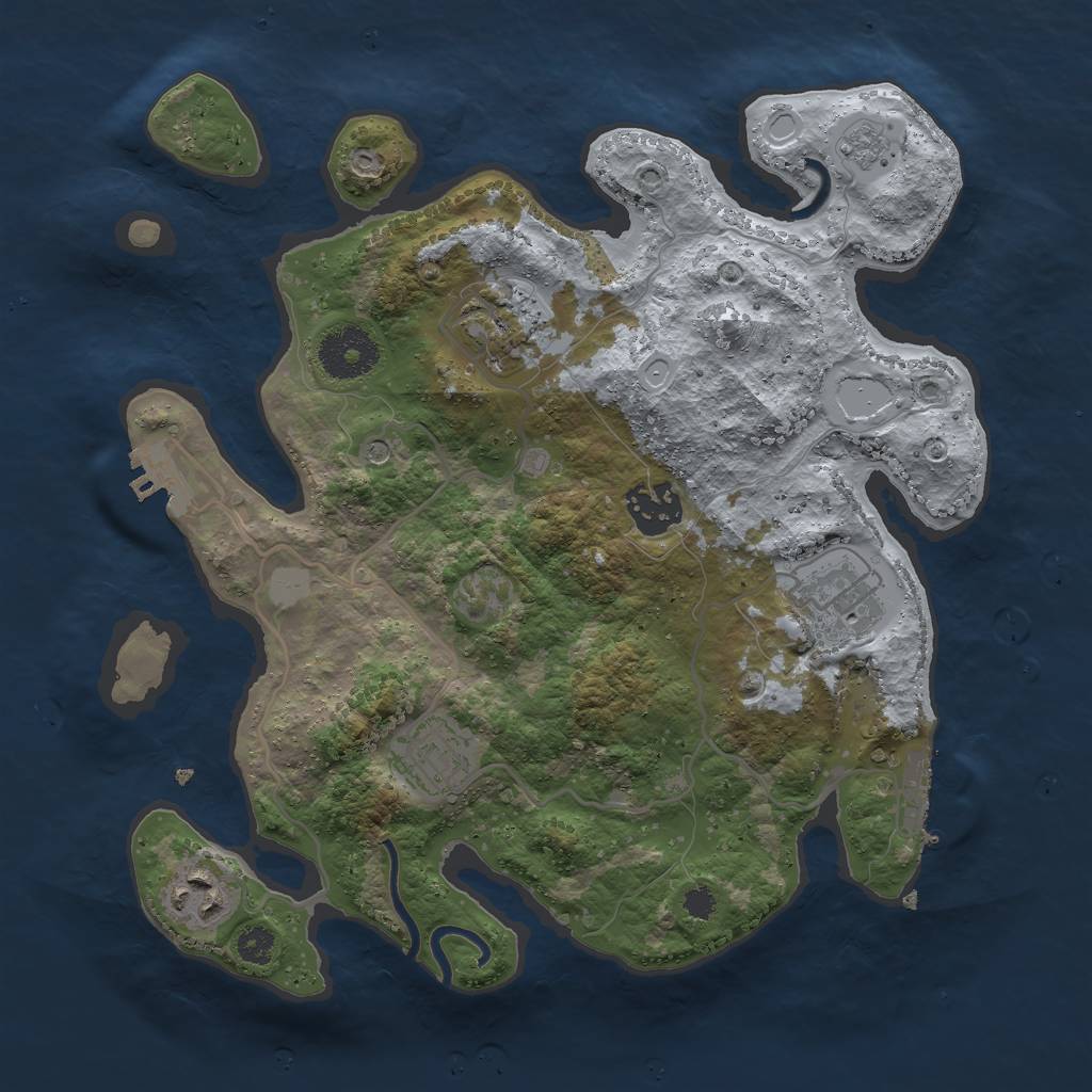 Rust Map: Procedural Map, Size: 3000, Seed: 1323307093, 14 Monuments