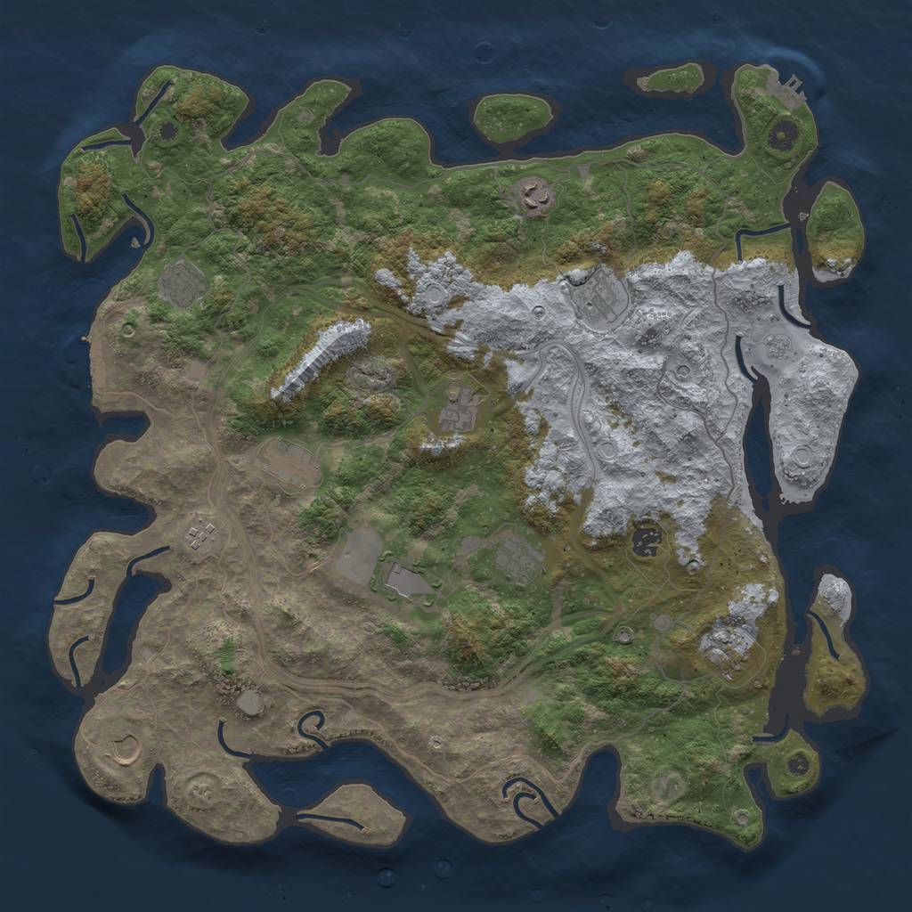Rust Map: Procedural Map, Size: 4500, Seed: 130354359, 20 Monuments