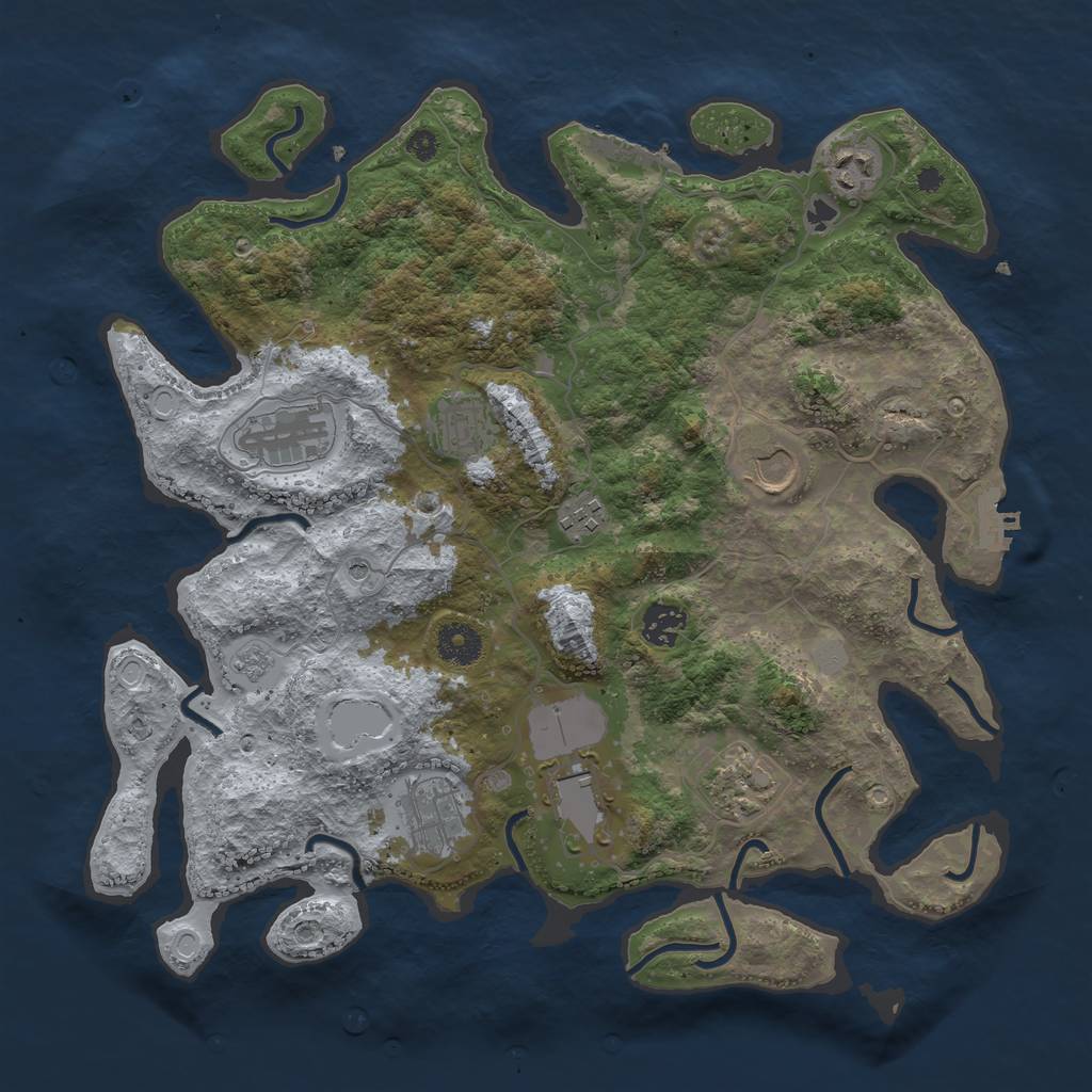 Rust Map: Procedural Map, Size: 3700, Seed: 1613468611, 18 Monuments