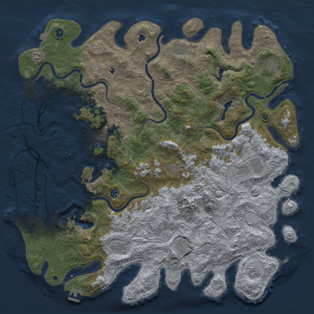Rust Map: Procedural Map, Size: 5500, Seed: 742810229, 17 Monuments
