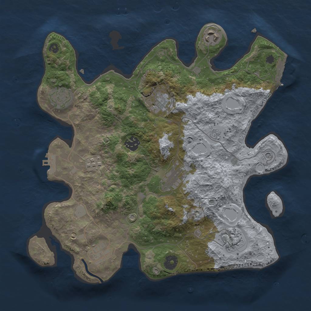 Rust Map: Procedural Map, Size: 3250, Seed: 683337212, 17 Monuments