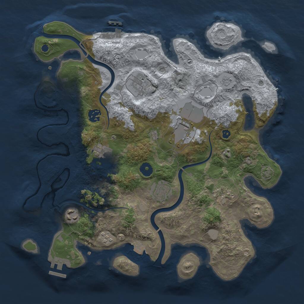 Rust Map: Procedural Map, Size: 3500, Seed: 337487062, 14 Monuments